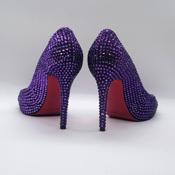 Christian Louboutin Rhinestone Fifi Platform Pumps Size 38 BLACK WEEK $499 - Picture 5 of 12